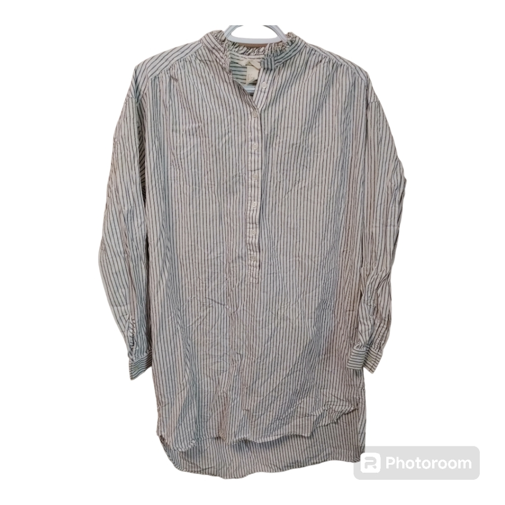H&M 100% Cotton Pinstripe Shirt Dress Size 6